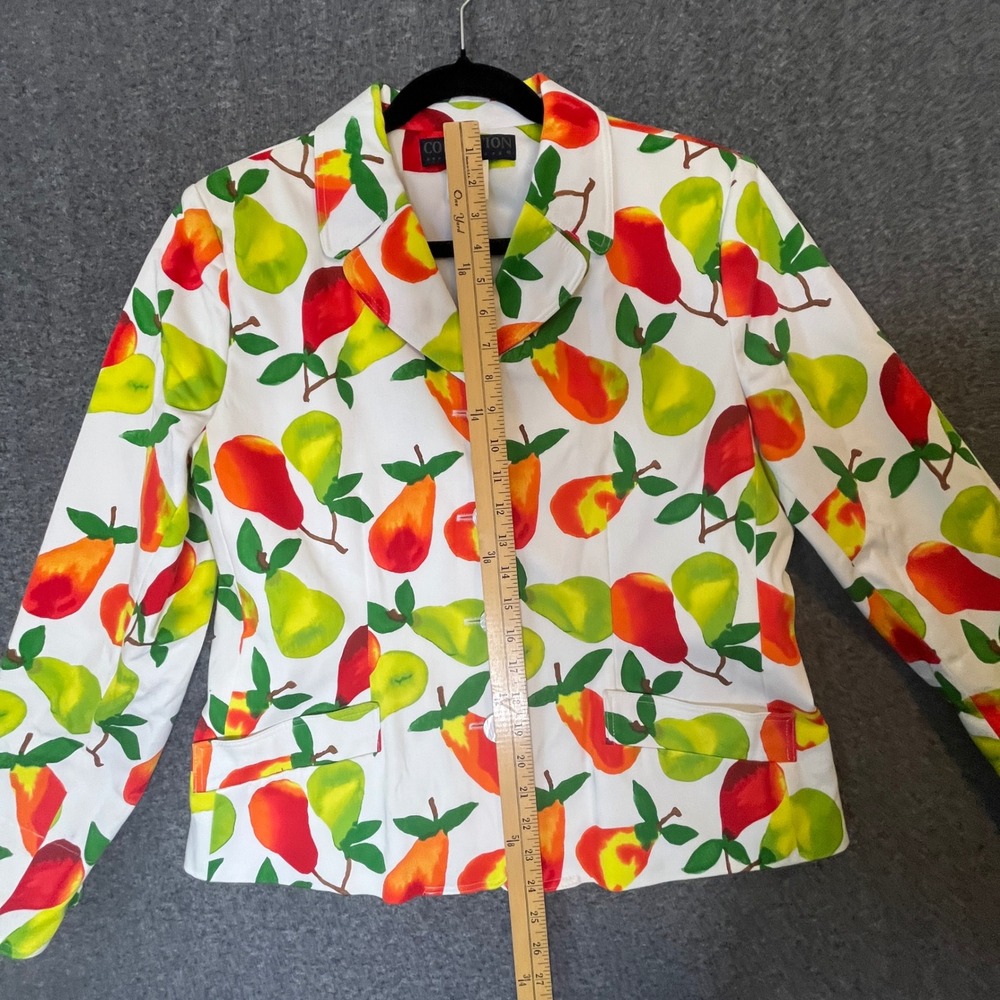 Harve Benard Pear Print Blazer Womens 12 Fruitcore Kitschy Pop Art Eclectic - Picture 4 of 15